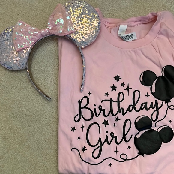 Tops - Birthday girl Disney shirt and ears